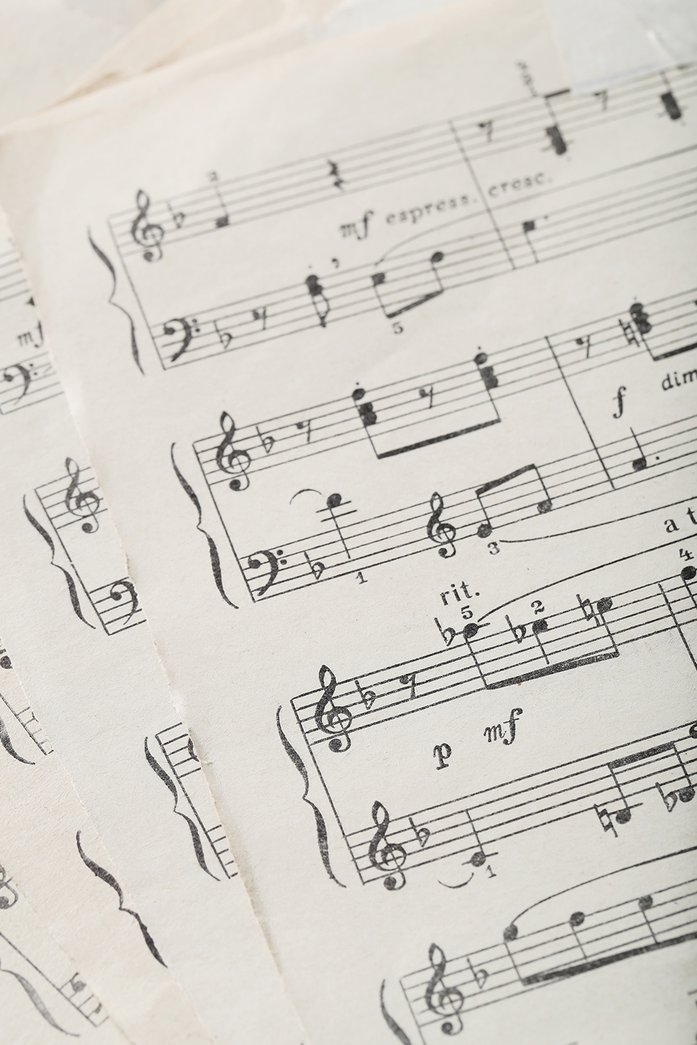 Vintage. Music notes on the vintage paper